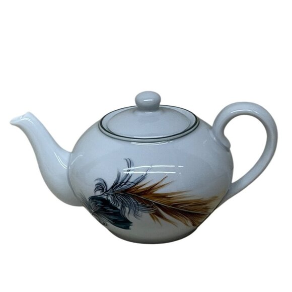 Limoges Patrick Frey Paris Plumes & Ferrieres Porcelain Tea Pot - Picture 1 of 7